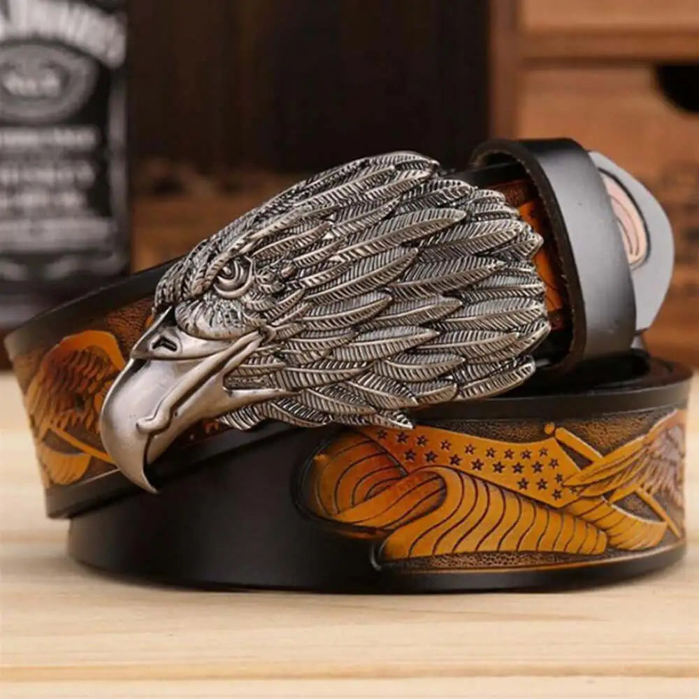 Elevate your style with our Eagle Head Leather Belt! Crafted from premium leather, this belt features a striking eagle head design that adds a touch of boldness and sophistication to any outfit. Stand out from the crowd and make a statement with this unique and stylish accessory.