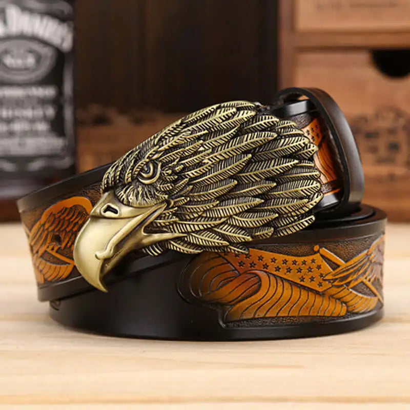 Elevate your style with our Eagle Head Leather Belt! Crafted from premium leather, this belt features a striking eagle head design that adds a touch of boldness and sophistication to any outfit. Stand out from the crowd and make a statement with this unique and stylish accessory.